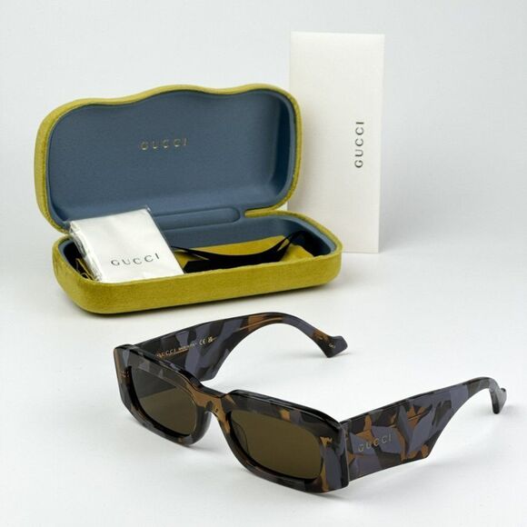 NEW Gucci GG1426S 003 Spotted Lilac Havana Brown Unisex Rectangle Sunglasses